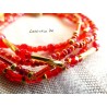 Bracelet 5 rangs en perles de rocaille tons rouge-or, coeur doré