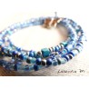 Bracelet 5 rows in seed beads blue-silver tones, silver butterfly