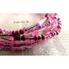 Bracelet 5 rows in seed beads pink-silver tones, old silver heart
