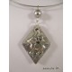 Aries zodiac pendant necklace on diamond silver and pearl gray wax, silver necklace