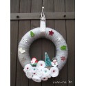 Christmas wreath made of branches, with handmade elf, felt decorations, knots 37cm