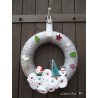 Christmas wreath made of branches, with handmade elf, felt decorations, knots 37cm