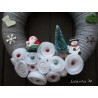 Christmas wreath made of branches, with handmade elf, felt decorations, knots 37cm