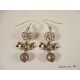 Silver fairy earrings, gray shamballa beads
