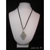 Pendant Necklace "Dolphin" with little grey pearl on lozenge concrete pad decorated silver