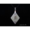 Pendant Necklace "Dolphin" with little grey pearl on lozenge concrete pad decorated silver