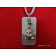 Collier béton rectangle, pendentif chouette sur perle grise, cordon daim gris