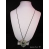 Necklace, pendant with grey waxed beads / Swarovski on concrete pad