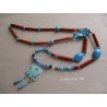 Long necklace 50 cm turquoise/orange/brown