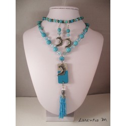 Pierced ears moons silver, turquoise pearls