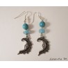 Pierced ears moons silver, turquoise pearls