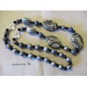 Long necklace 50 cm grey/black/white