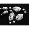 Long necklace 50 cm grey/black/white