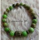 8mm green jasper beads bracelet, bronze buddha head - Elastic