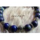 Bracelet perles en Lapis Lazuli 8mm, perles métal argenté - Elastique