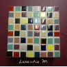 Boite bois peinte carrée (10x10x4cm) décorée de mini mosaiques multicolores