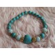Glass beads bracelet 8-6 mm turquoise, turquoise heart, golden metal beads, elastic