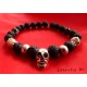 Bracelet black lava beads, ivory stone and silver buddha head