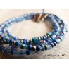 Bracelet 5 rangs en perles de rocaille tons bleus-or, fée sur lune or