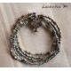 Bracelet 5 rows in seed beads blue-silver tones, silver butterfly