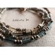 Bracelet 5 rows in seed beads blue-silver tones, silver butterfly