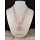 Orange resin pendant necklace, silver sun, organza ribbon with clasp