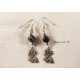 Silver dragon earrings, speckled black