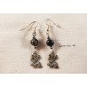 Silver dragon earrings, speckled black