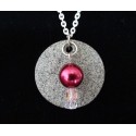 Necklace, pendant with Swarovski pearls on granite base