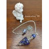 Pendule en résine avec Lapis Lazuli naturel et fil de métal. Chaîne plaqué argent