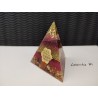 Resin pyramid, glass beads, red sequins, natural stones