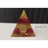 Resin pyramid, glass beads, red sequins, natural stones