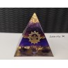 Orgone pyramid in resin, gold glass beads, purple glitter, natural stones