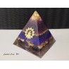 Orgone pyramid in resin, gold glass beads, purple glitter, natural stones