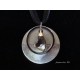 Necklace, grey pendant "Swarovski cristal heart" on concrete pad decorated silver