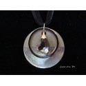 Necklace, grey pendant "Swarovski cristal heart" on concrete pad decorated silver