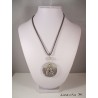 Necklace silver round concrete, pendant sign "Gemini"