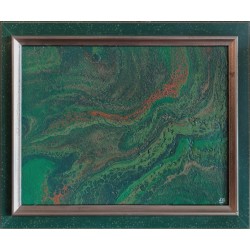 Painting "Amazonia" acrylic paint, green and orange tones, framed