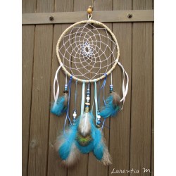 Dreamcatcher white / blue feathers