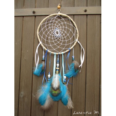 Dreamcatcher white / blue feathers