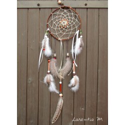 Dreamcatcher white / brown feathers