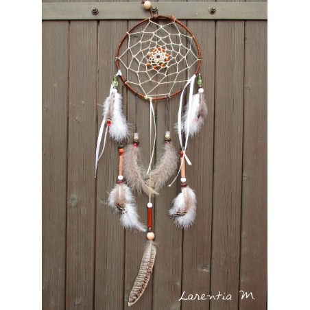 Dreamcatcher white / brown feathers