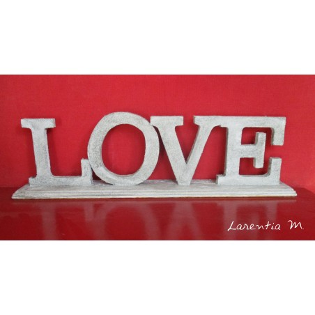 Wood letters "Love" Stand covered with concrete texture