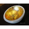 concrete bowl 14 cm, decorated metal sheets flamed